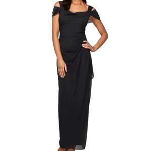 Alex Evenings Black Cold Shoulder Maxi Dress
